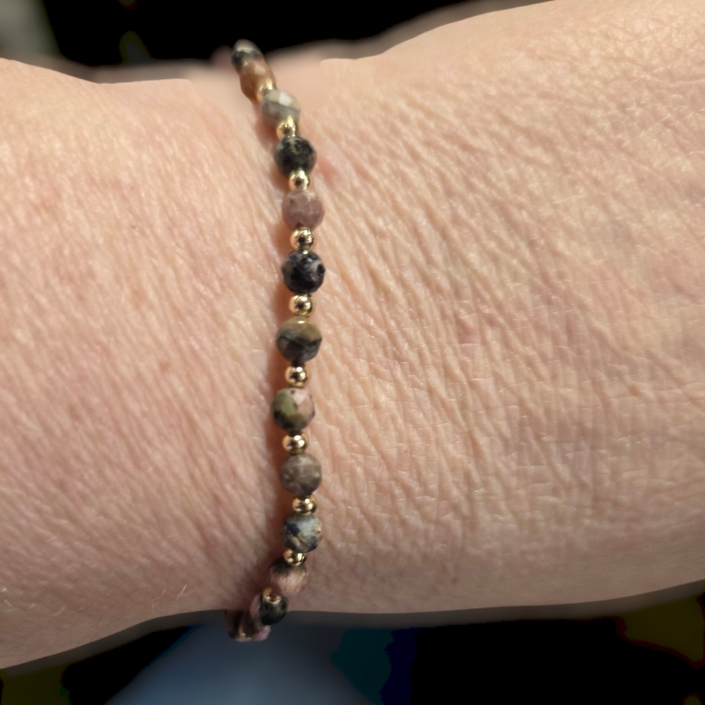 4mm Faceted Rhodinite Bracelet